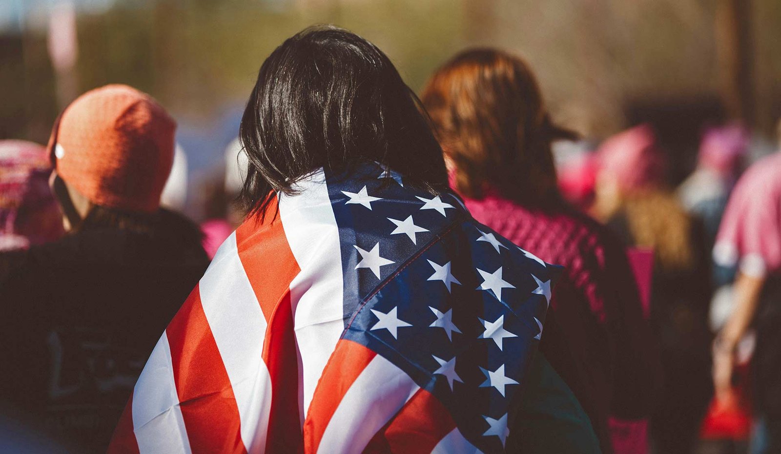 Person with Flag over their Back Person with Flag over their Back
